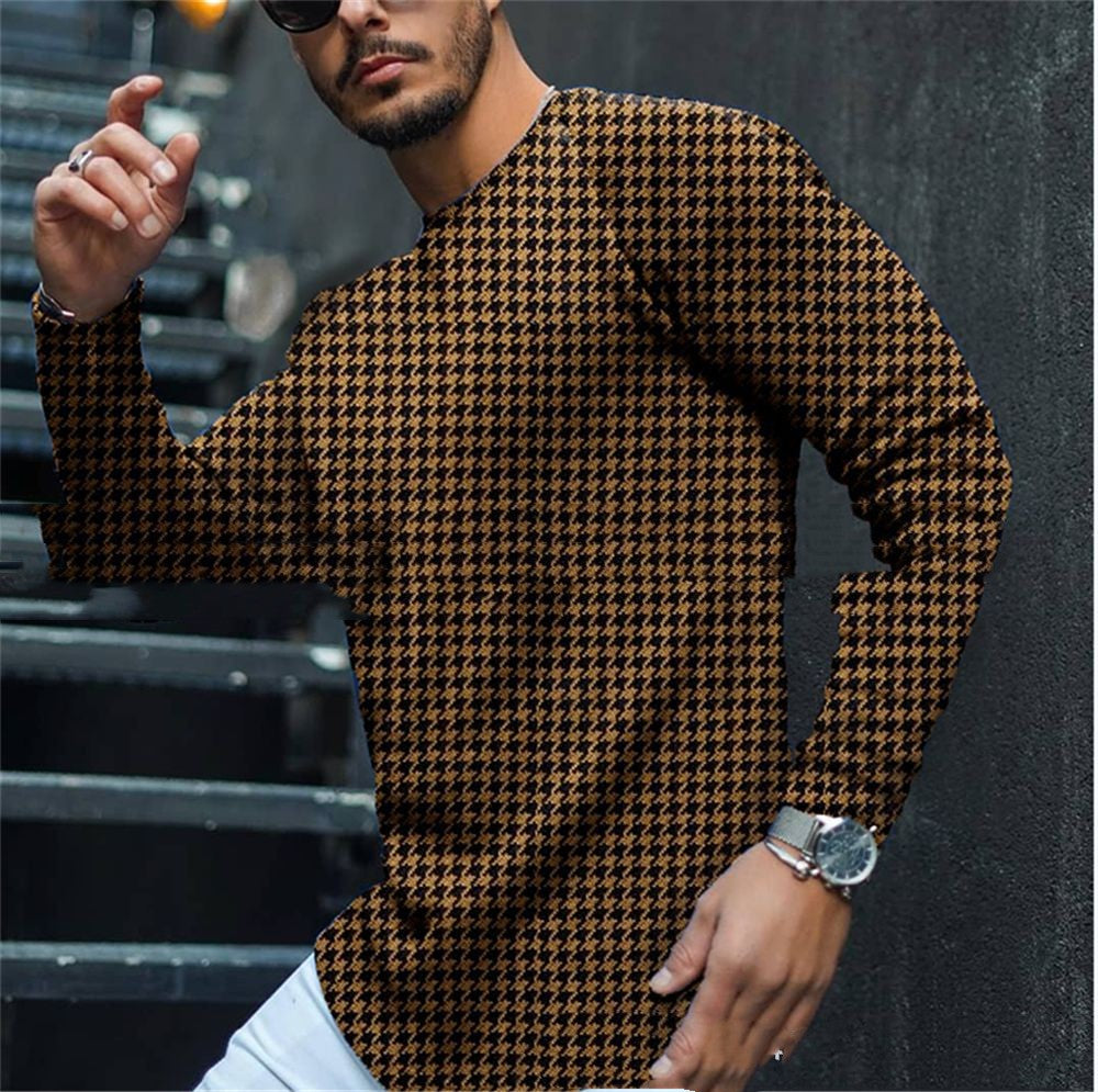 Men's Round Neck Striped Bottom Shirt