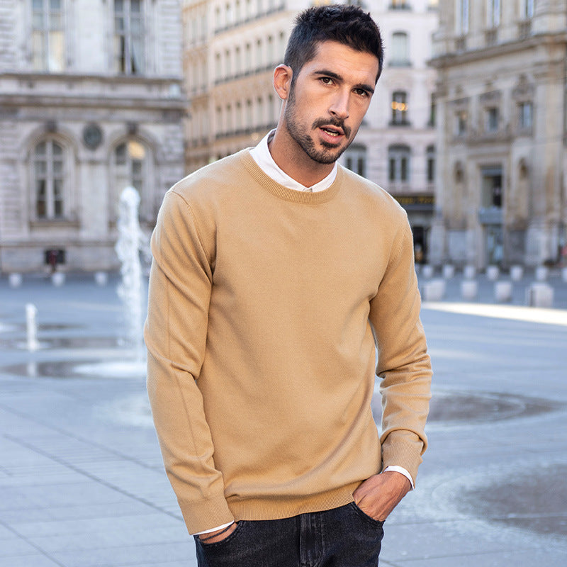 Men's Autumn Casual And Versatile Solid Color Pullover Sweater