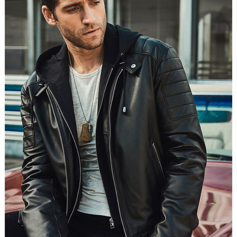 Leather Coat Trend Plus Cotton Hooded