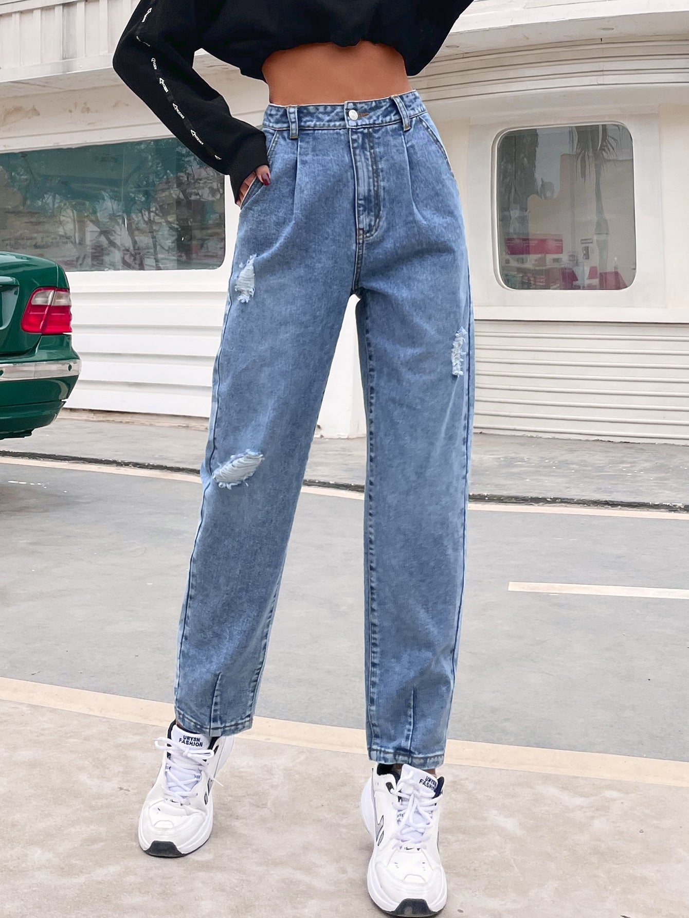 Jeans Show A New High Waist Thin Straight Loose