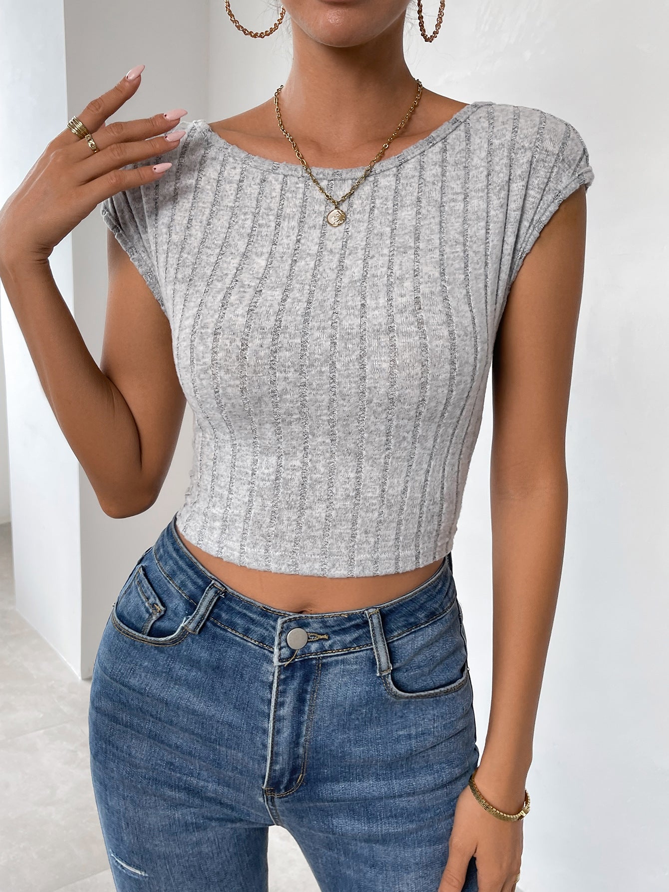 Women's Hot Sexy Slim Backless Sexy Short Knitted Top