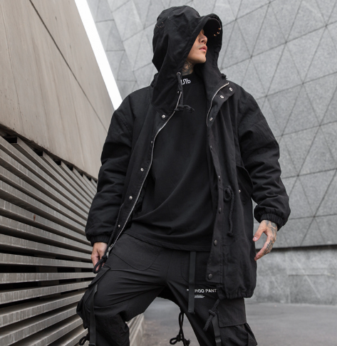 Men's Mid-length Anorak Loose Casual Dark National Fashion Coat