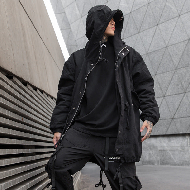 Men's Mid-length Anorak Loose Casual Dark National Fashion Coat