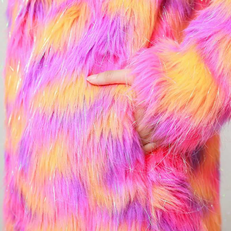 Women's Thickened Long Faux Fur Plush Coat