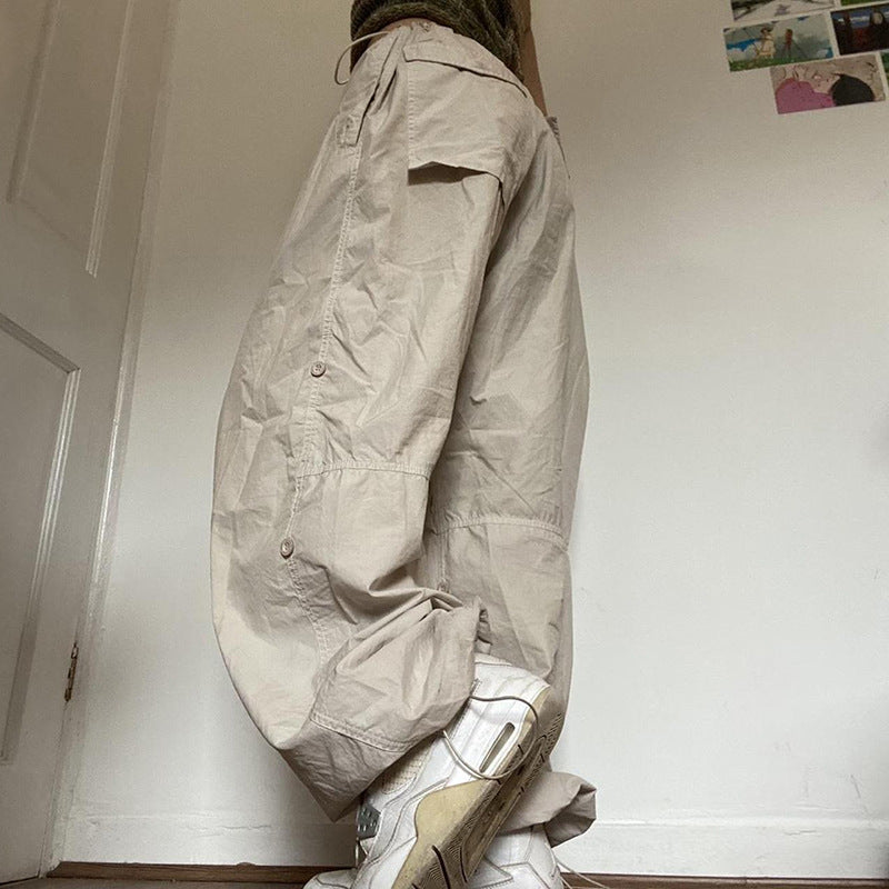 Summer New European And American Sports Style Solid Color Basic Overalls Loose All-matching Casual Trousers High Waist Wide Leg Pants For Women