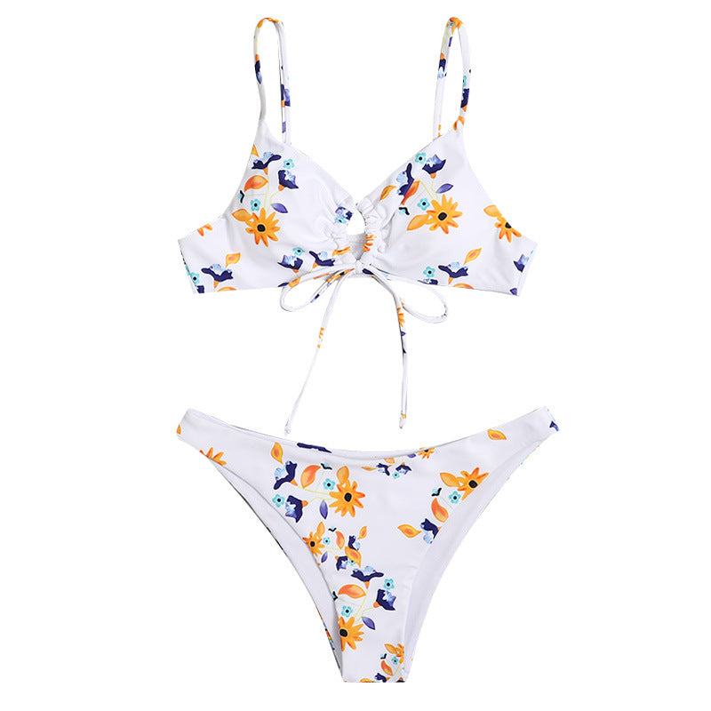 Contrast Floral Print Bikini Europe And America