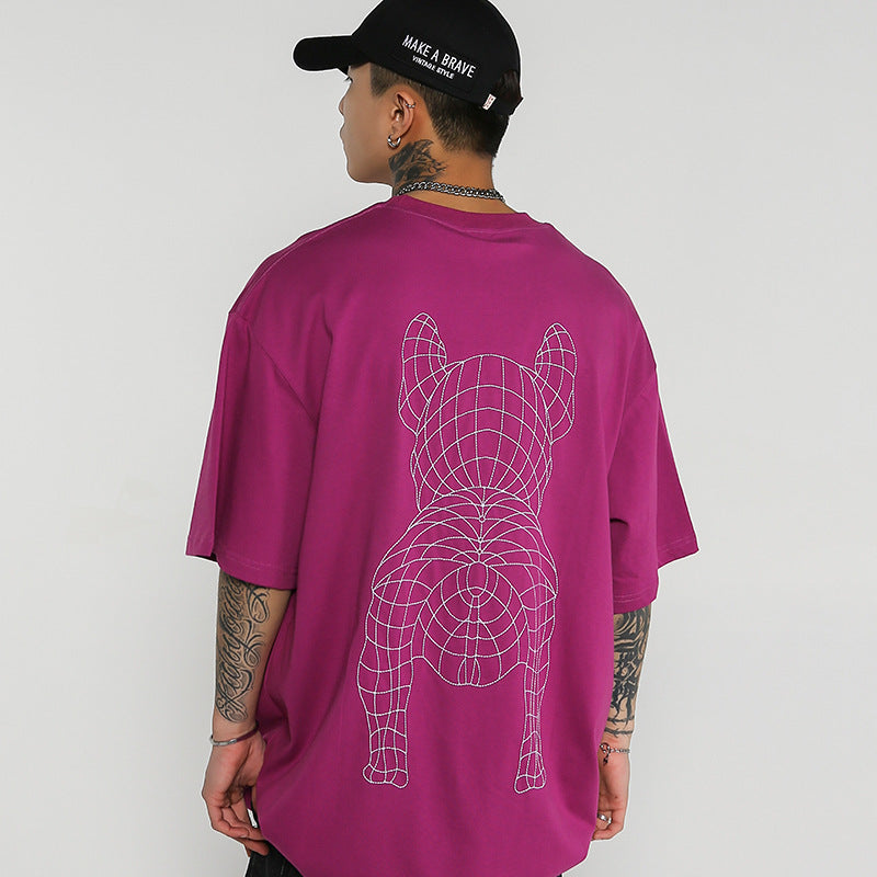 Couple Men's French Bucket Embroidered T-Shirt Cotton