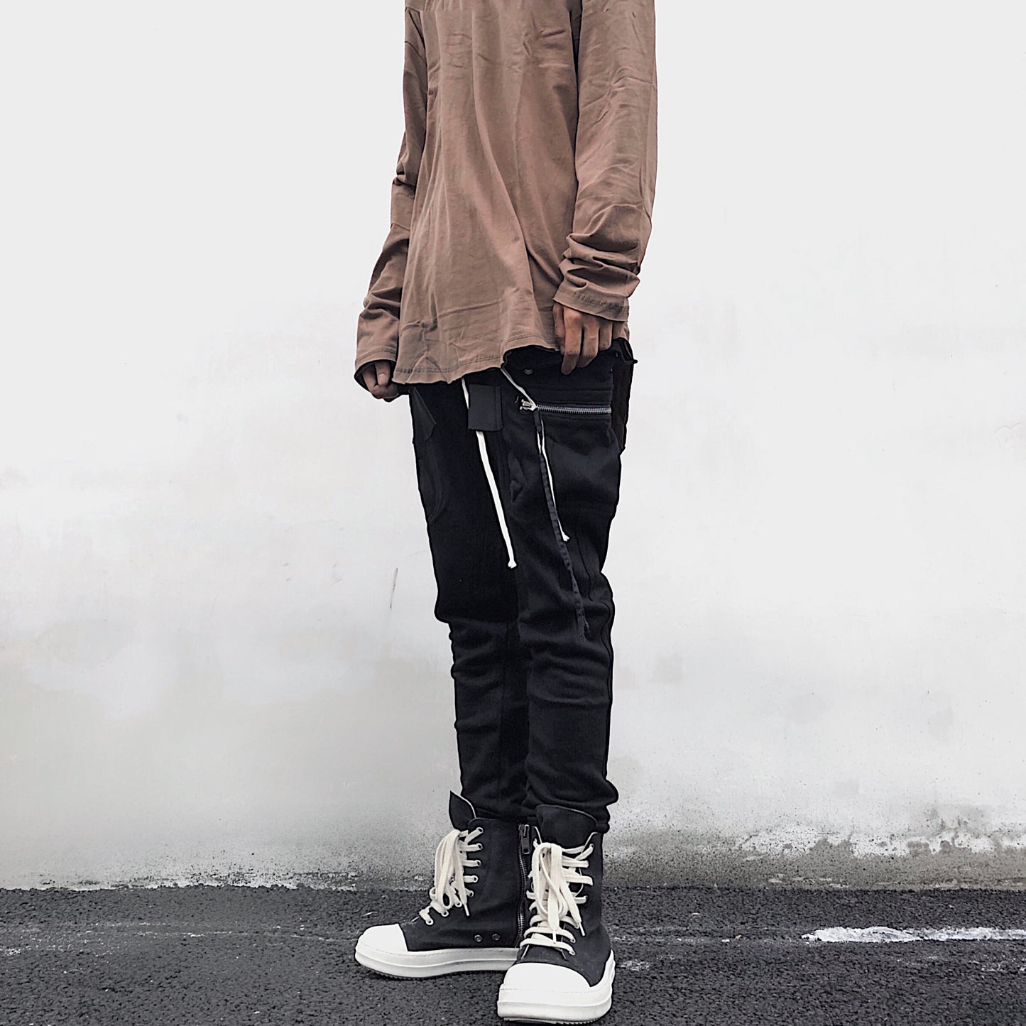 Large Pocket Drawstring Zipper With Bound Feet Small Foot Workwear Harlan Men's Slimming Pants