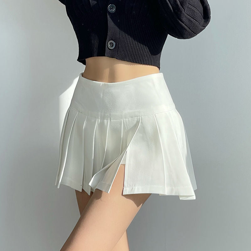 Short Front And Long Back Cute Pleated Skirt For Women Slim Fit Anti-exposure