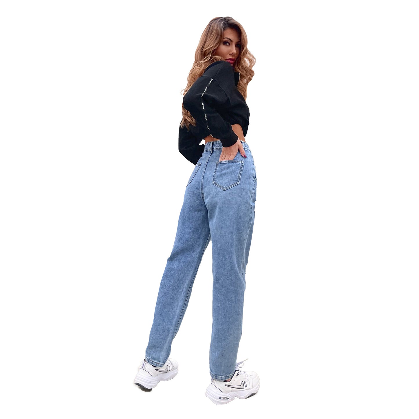 Jeans Show A New High Waist Thin Straight Loose