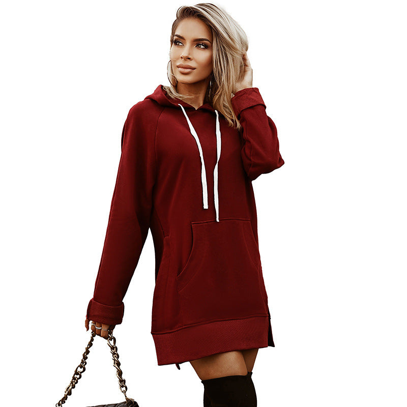 Solid Color Mid-length Loose-fitting Women's Sweater