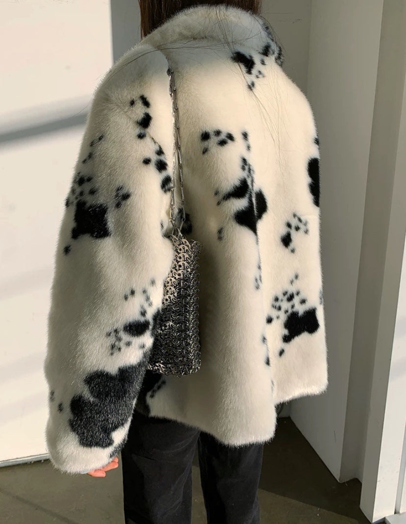 Type track cow lapel short cotton wool coat