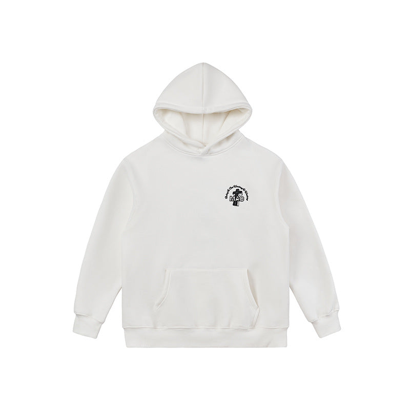 Men's Fashion Casual Printing Velvet Padded Hooded Sweatshirt