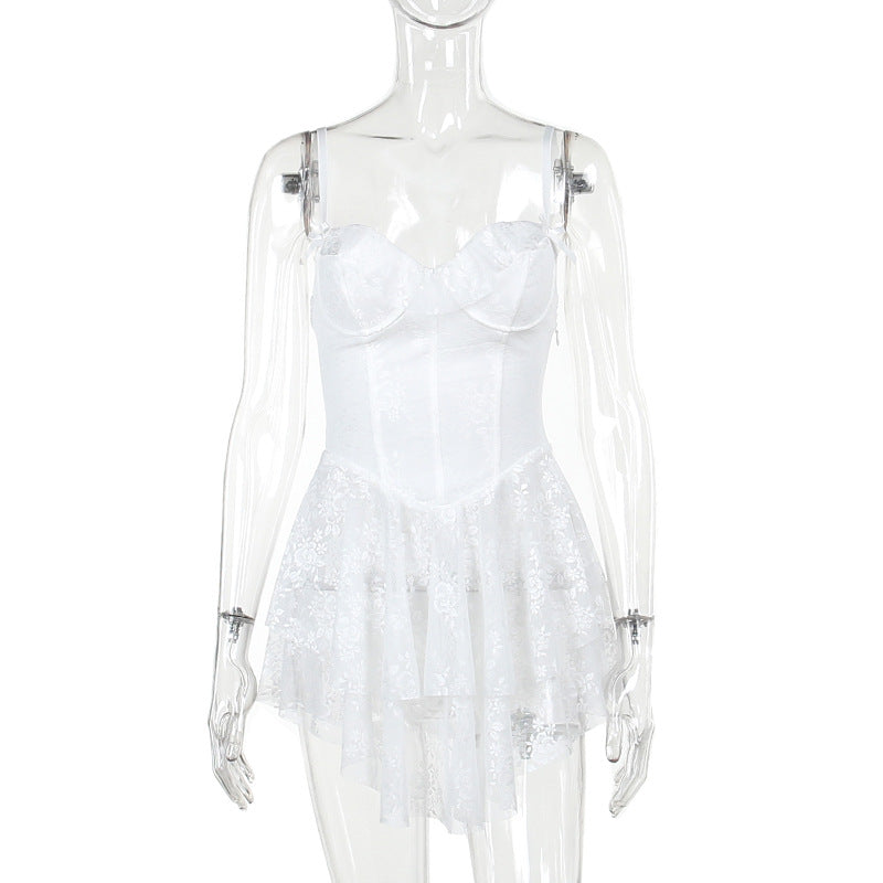 Fashion Temperament Slim Fit Lace Lotus Leaf Dress