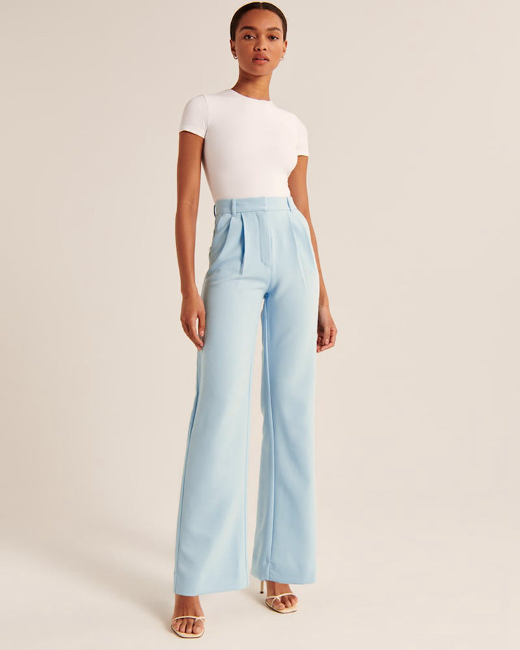 Pocket High Waist Wide-leg Casual Pants Women