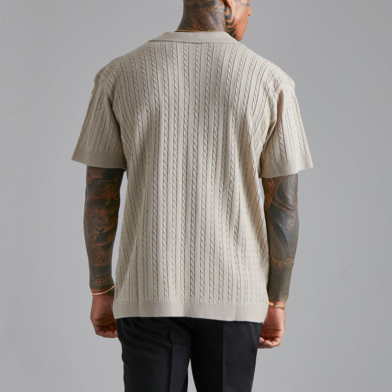 Men's Knitted Button Short-sleeved Shirt