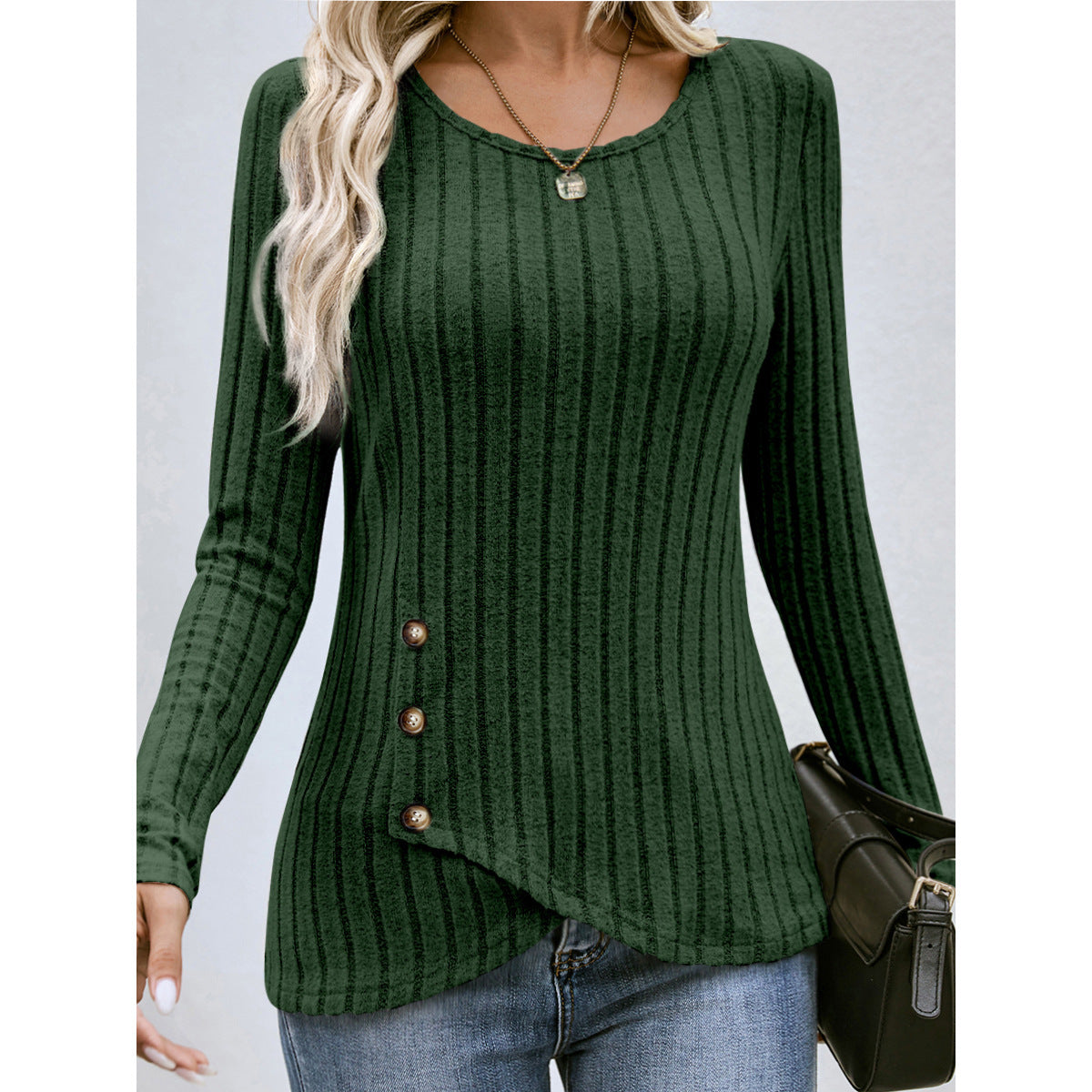 Women's Button Round Neck Sweater