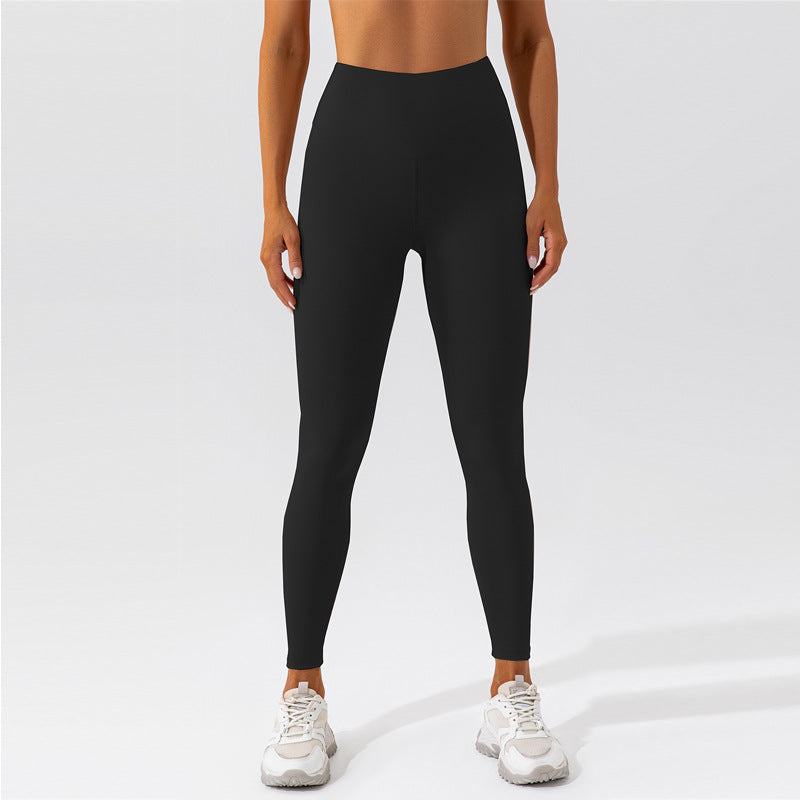 Nude Feel Belly Contracting Hip Raise High Waist Fitness Pants Outer Wear Running Exercise Pants Women