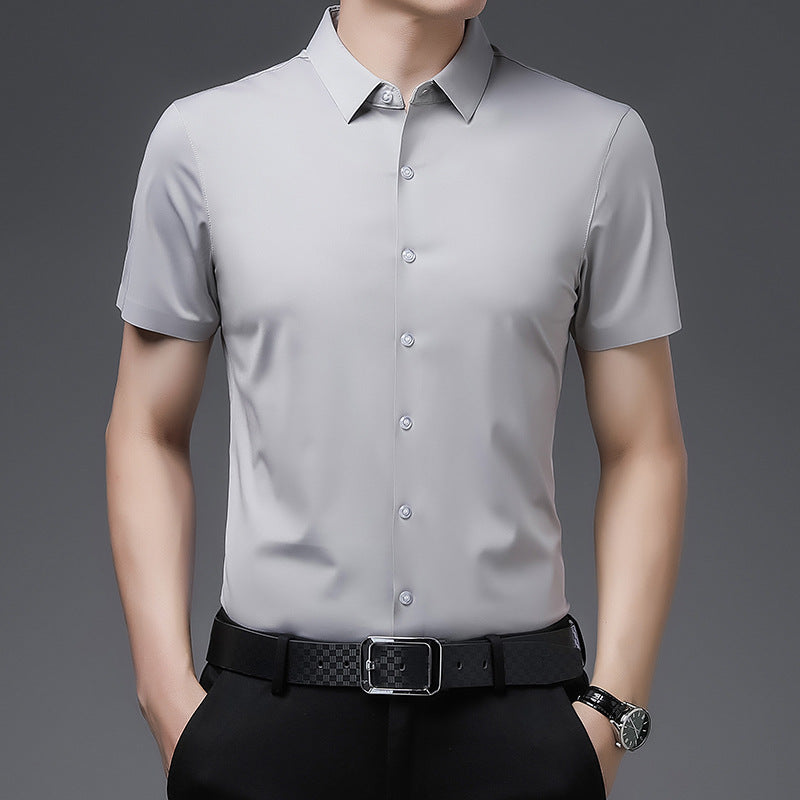 Young And Middle-aged Thin Striped Solid Color Short Sleeve