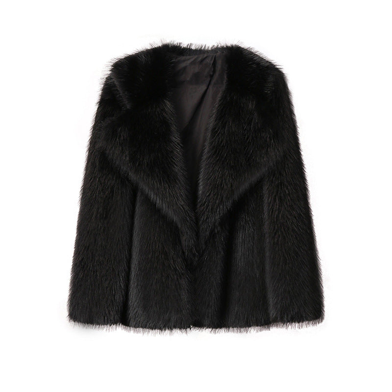 Lapel Leather Fur Coat Women's Artificial Wool Clip Coat