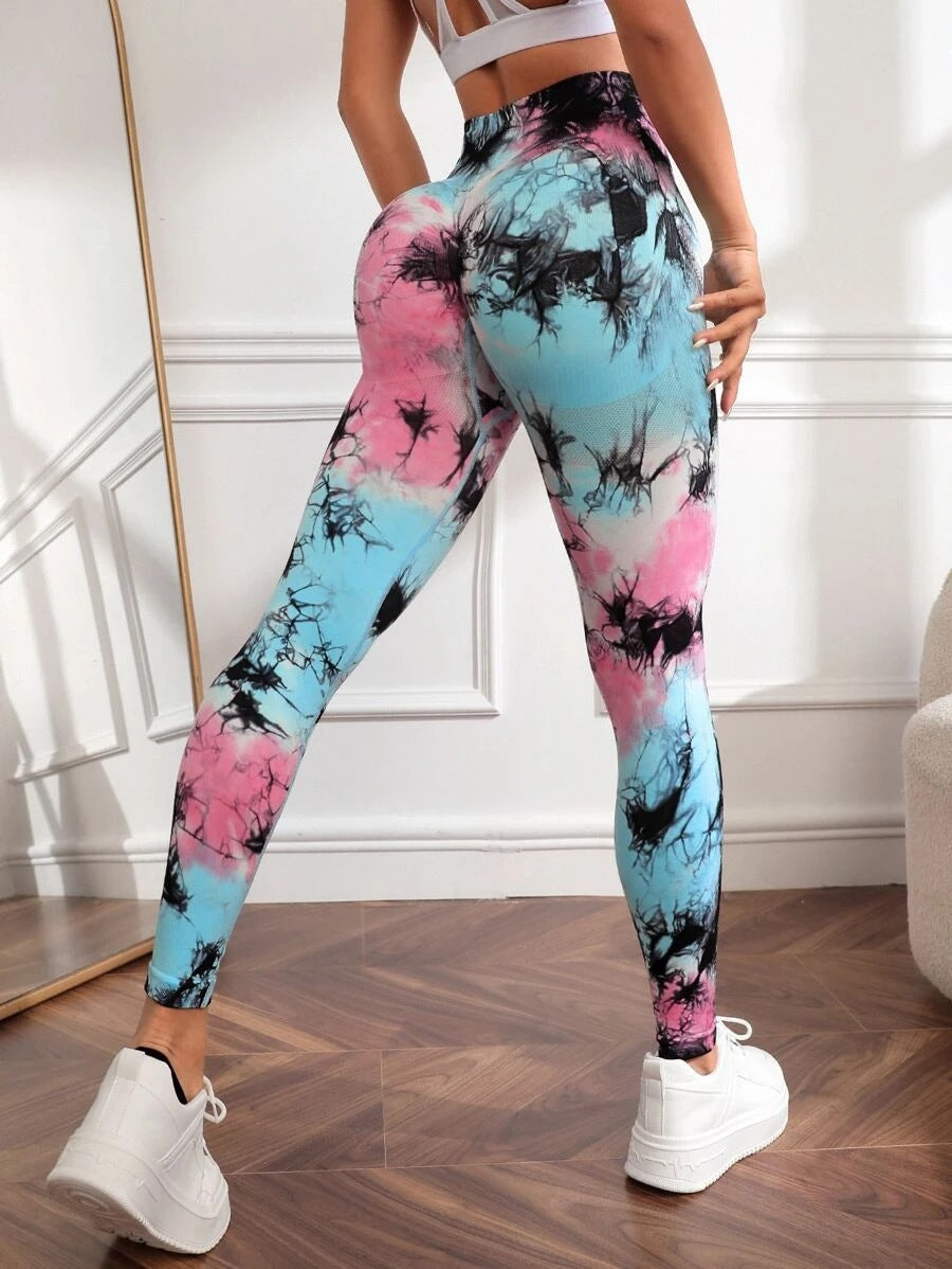 Tie-dyed Fitness For Women High Waist Hip Lift Sports Yoga Pants