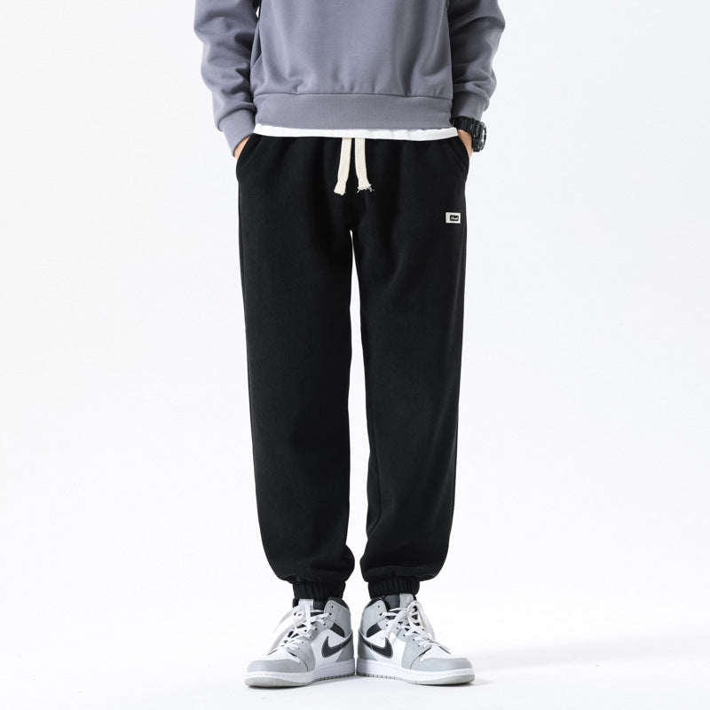 Winter Fleece-lined Thick Corduroy Loose Wide Sports Pants