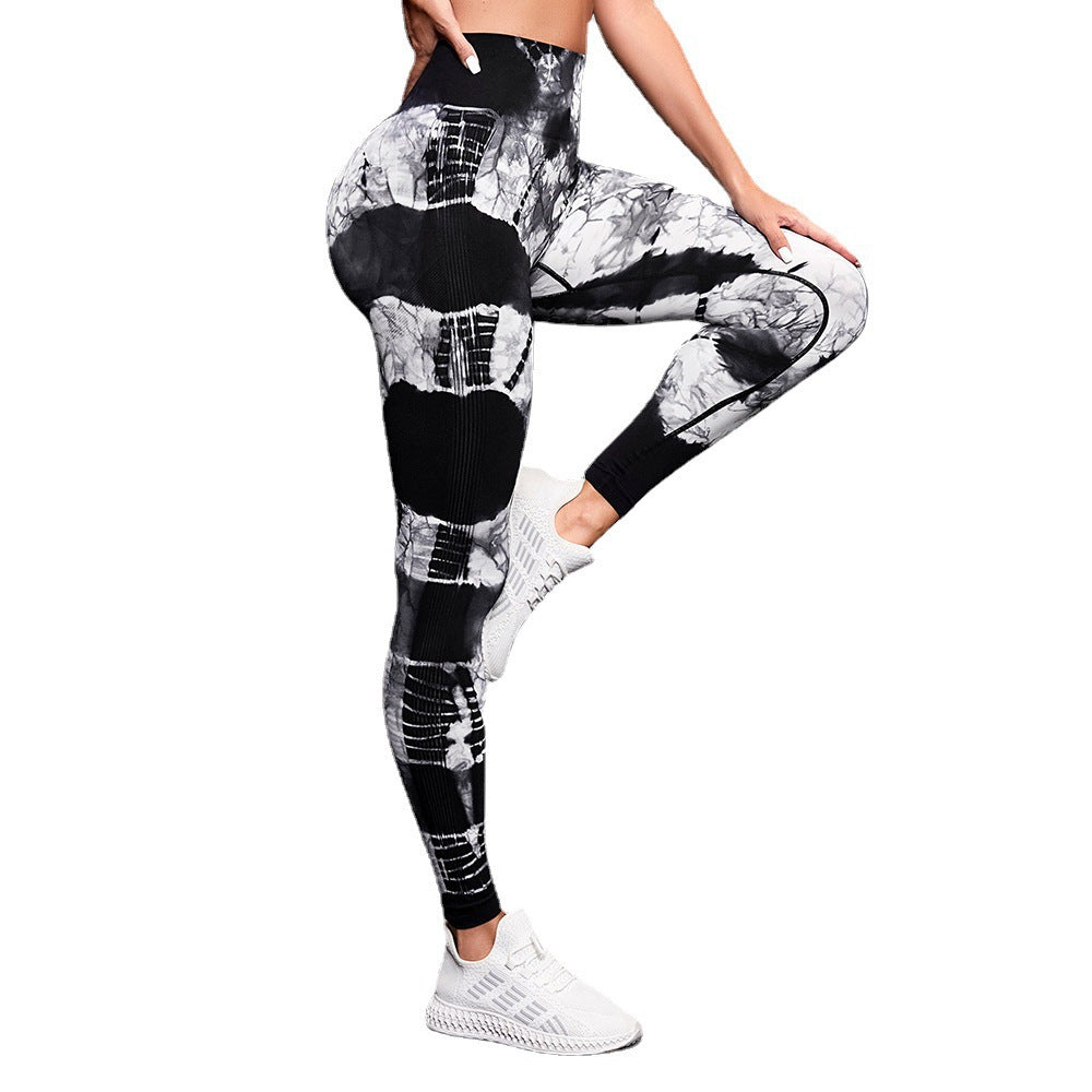 High Waist Hip Lift High Elastic Tie-dye Seamless Yoga Pants