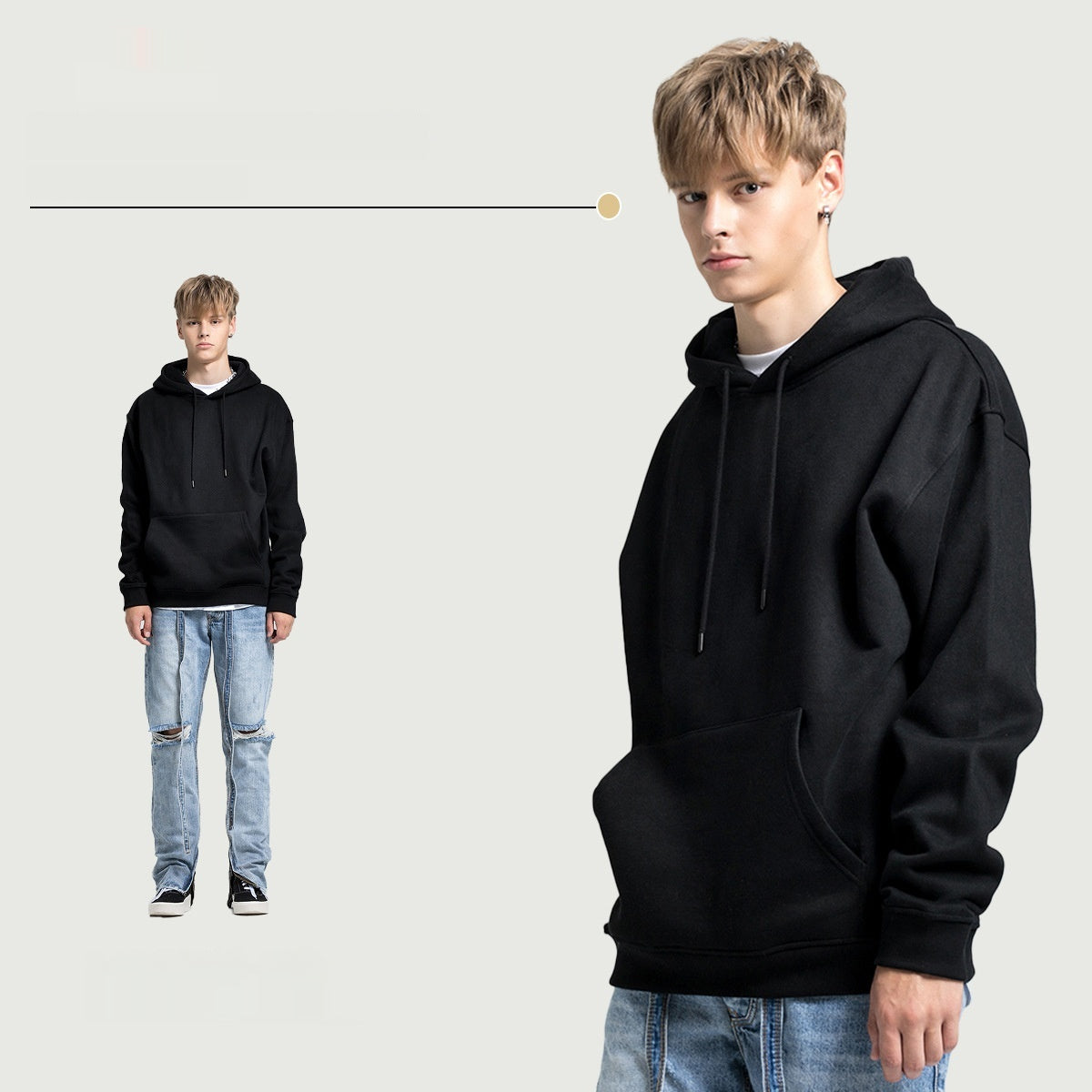 Men's Fashion Casual Fleece-lined Thickened Hooded Sweatshirt