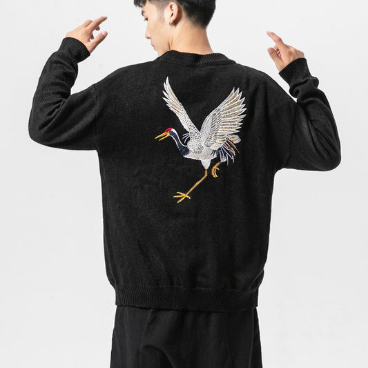 Men's Embroidered Loose Pullover Bottoming Shirt