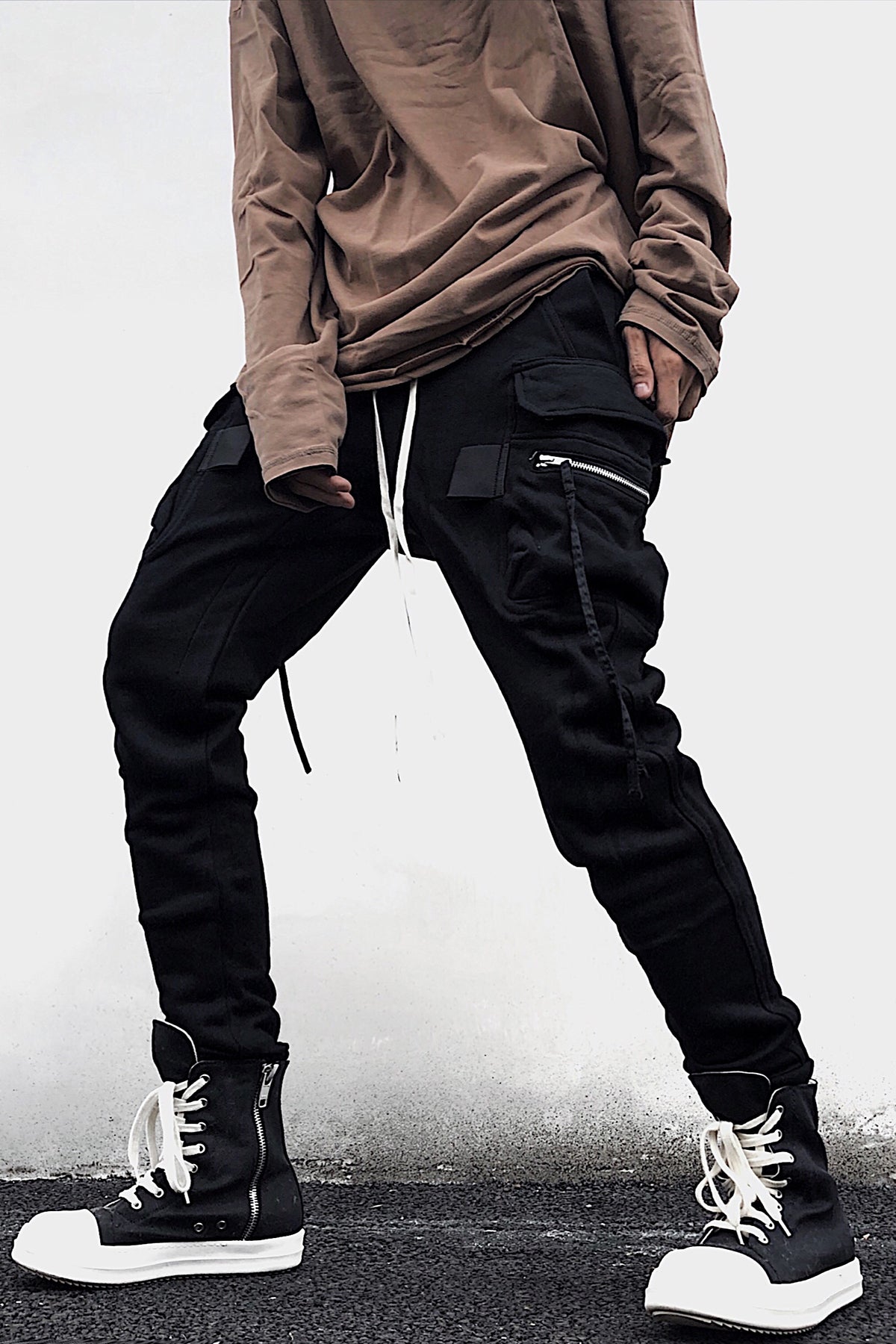 Large Pocket Drawstring Zipper With Bound Feet Small Foot Workwear Harlan Men's Slimming Pants