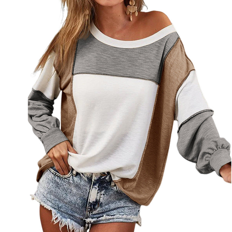 Round Neck Multicolor Pullover Fashion Loose Casual Sweater