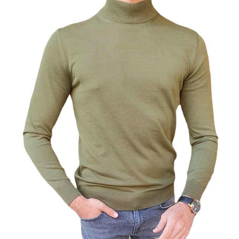 European And American Men's New High-neck Bottoming Sweater T-shirt