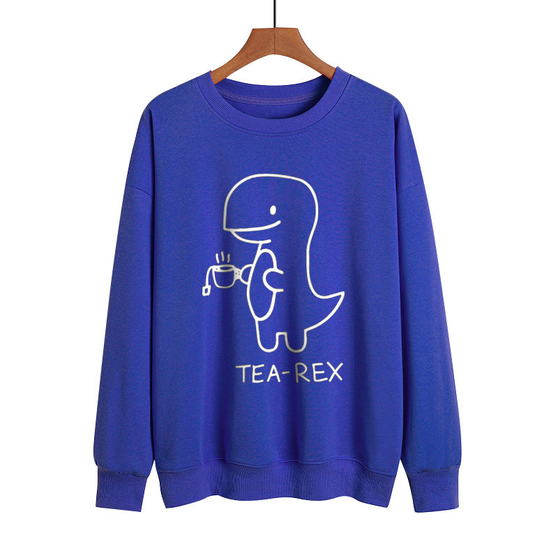 Popular Round Neck Sweater Dinosaur Printed Autumn And Winter Long Sleeve Casual Pullover