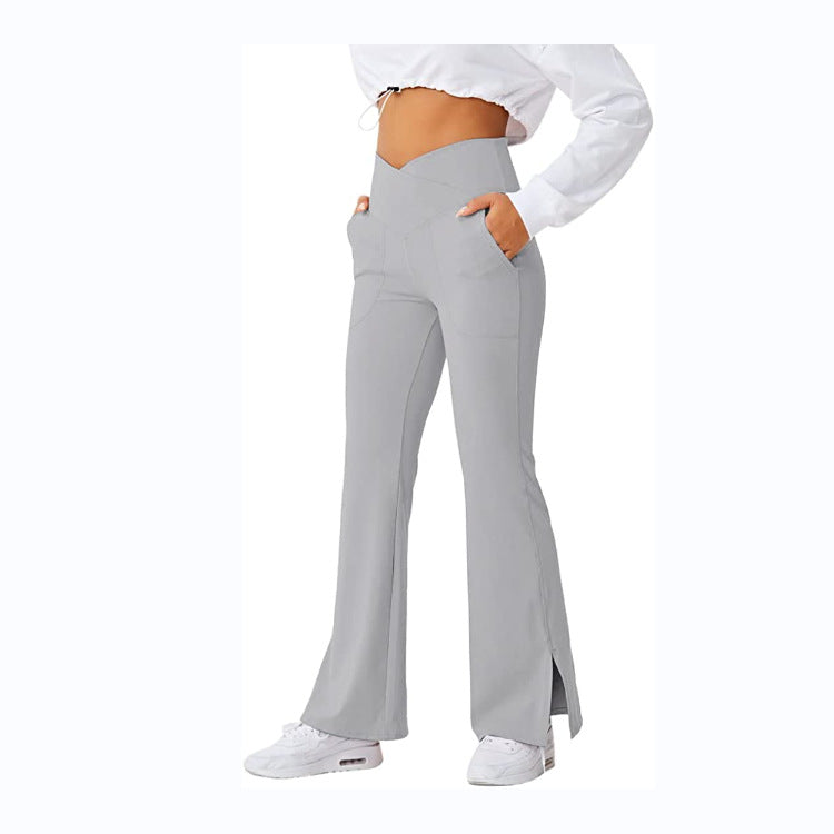 Spring Women's Workout Exercise Pants Akimbo Pants Split Flared Pants