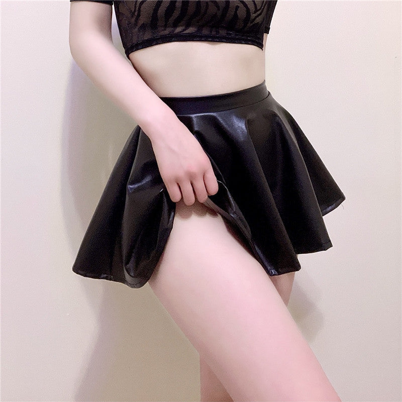 Women's Leather-like Unlined Nude Skirt