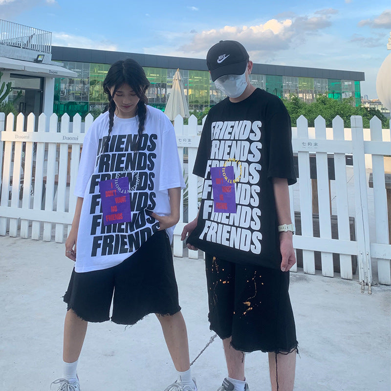 Street String Letter Printing Short Sleeve Fashion