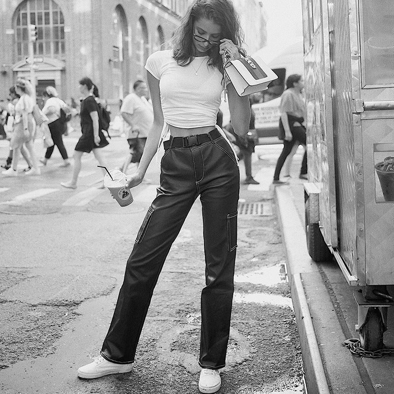 Women With High Waist Straight Trousers