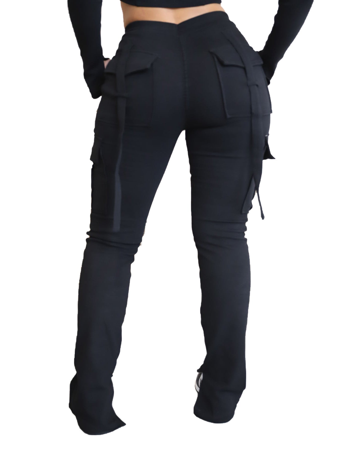 Cargo Pocket Drawstring Waist Split Trouser Legs