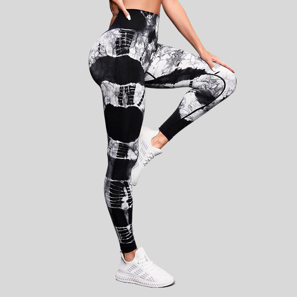 High Waist Hip Lift High Elastic Tie-dye Seamless Yoga Pants