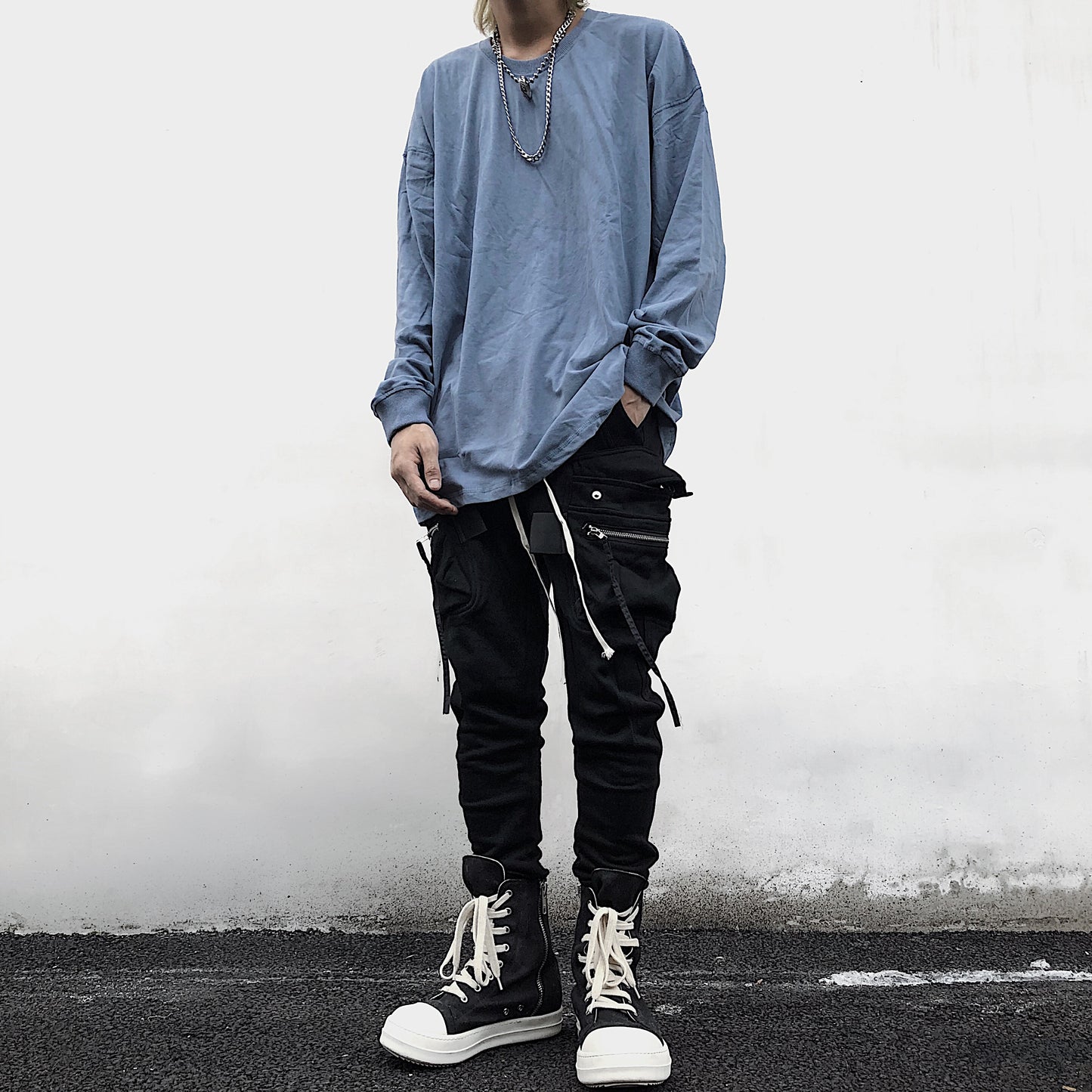 Large Pocket Drawstring Zipper With Bound Feet Small Foot Workwear Harlan Men's Slimming Pants