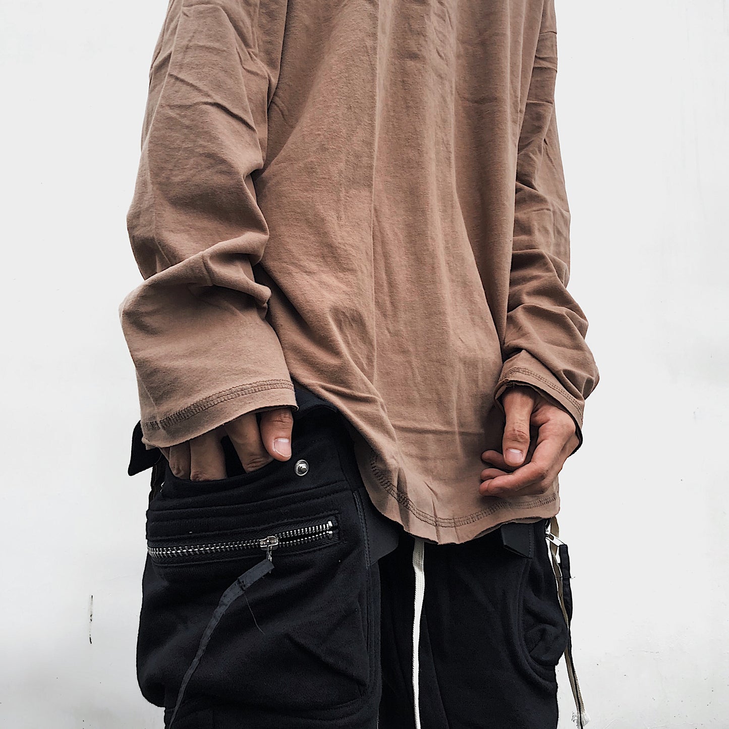 Large Pocket Drawstring Zipper With Bound Feet Small Foot Workwear Harlan Men's Slimming Pants