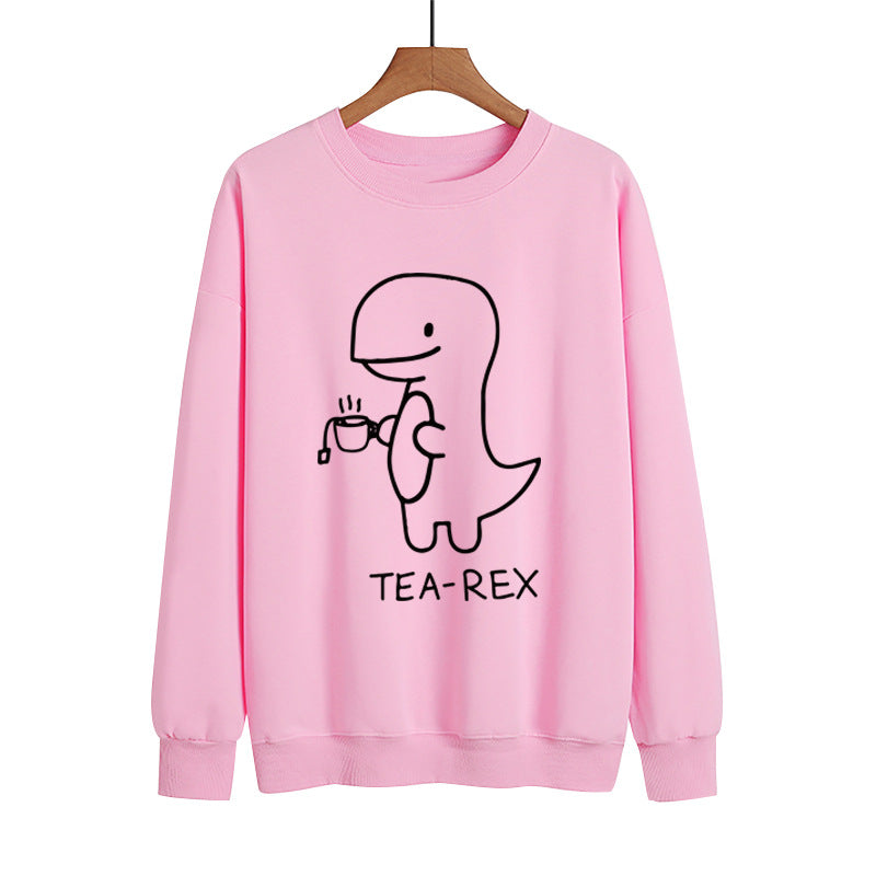 Popular Round Neck Sweater Dinosaur Printed Autumn And Winter Long Sleeve Casual Pullover