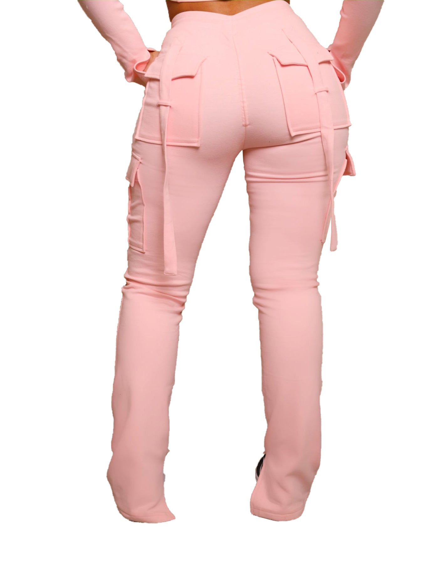 Cargo Pocket Drawstring Waist Split Trouser Legs