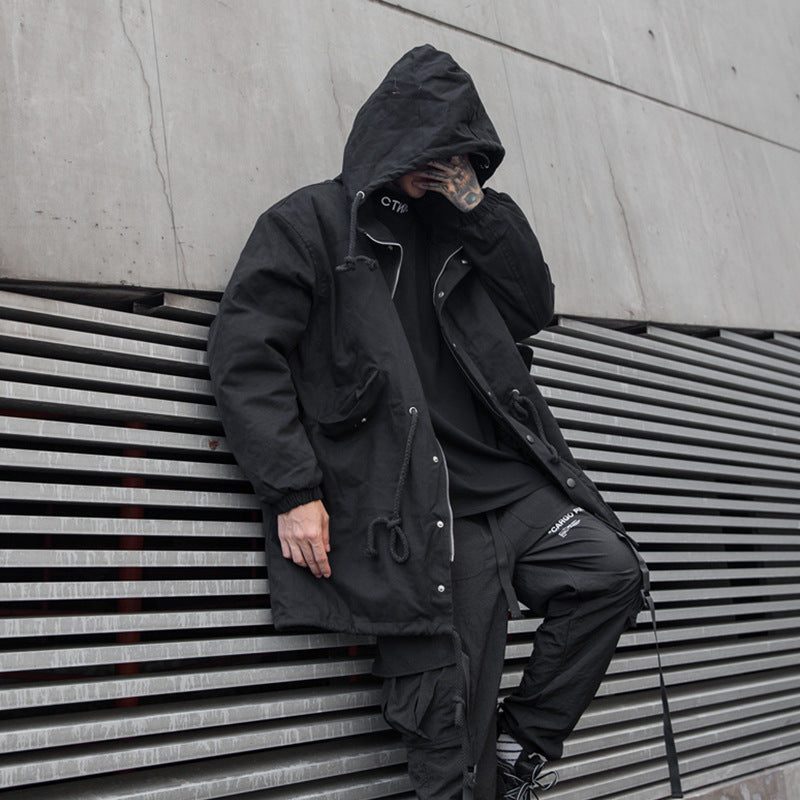 Men's Mid-length Anorak Loose Casual Dark National Fashion Coat