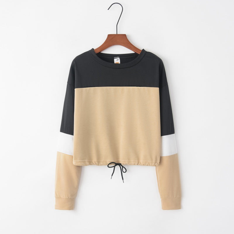 Tether Stitching Long Sleeve Crew Neck Sweater