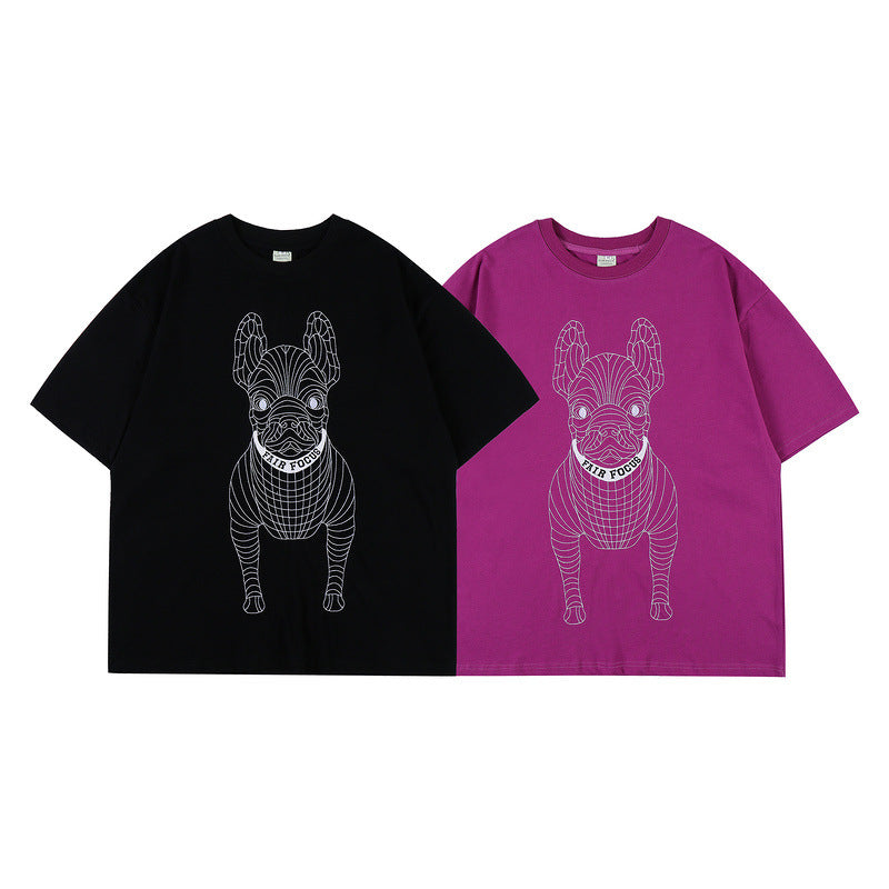 Couple Men's French Bucket Embroidered T-Shirt Cotton