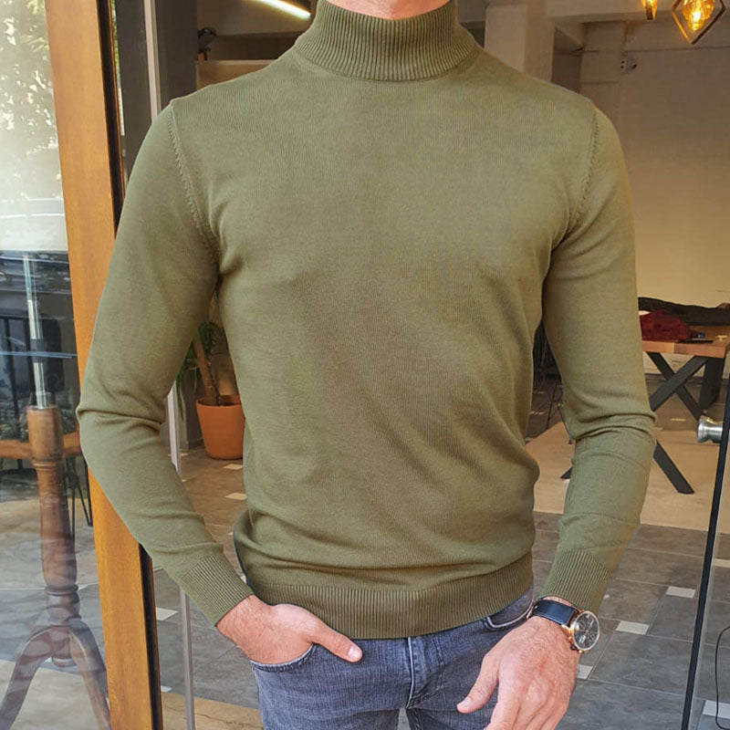 European And American Men's New High-neck Bottoming Sweater T-shirt