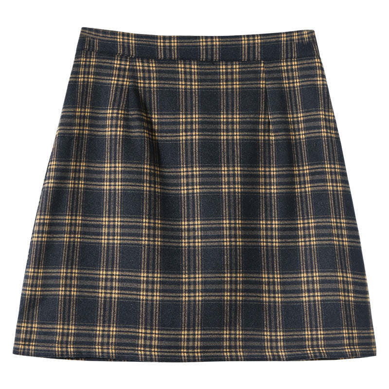 Plaid Skirt Korean Style All Match A Line Skirt