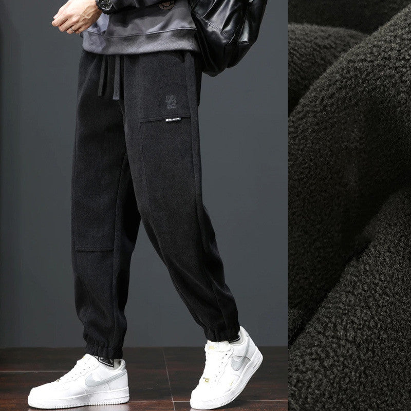 Velvet Padded Casual Pants Winter Ankle-tied Commuter Trousers