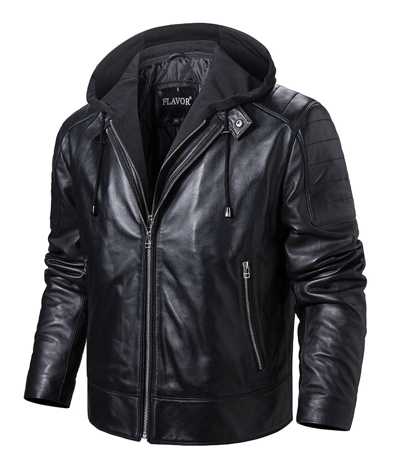 Leather Coat Trend Plus Cotton Hooded